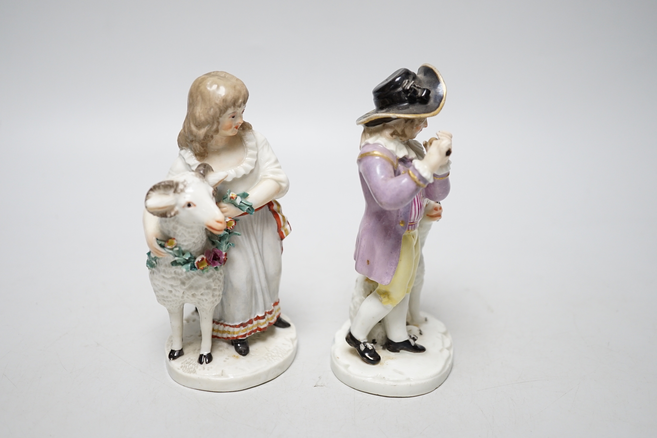 A pair of late 18th century Ludwigsburg porcelain figures, tallest 14cm